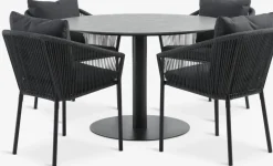 New VAMDRUP + GILJAMesa VAMDRUP Ø120 + 4 sillas GILJA gris Conjuntos Mesa Y Sillas De Jardín