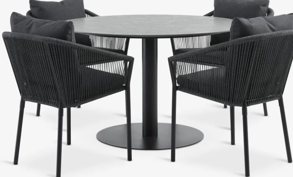 New VAMDRUP + GILJAMesa VAMDRUP Ø120 + 4 sillas GILJA gris Conjuntos Mesa Y Sillas De Jardín