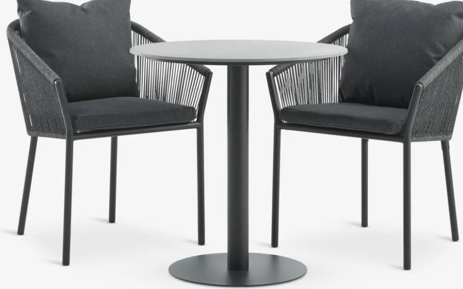 VAMDRUP + GILJAMesa VAMDRUP Ø70 + 2 sillas GILJA gris Conjuntos Mesa Y Sillas De Jardín