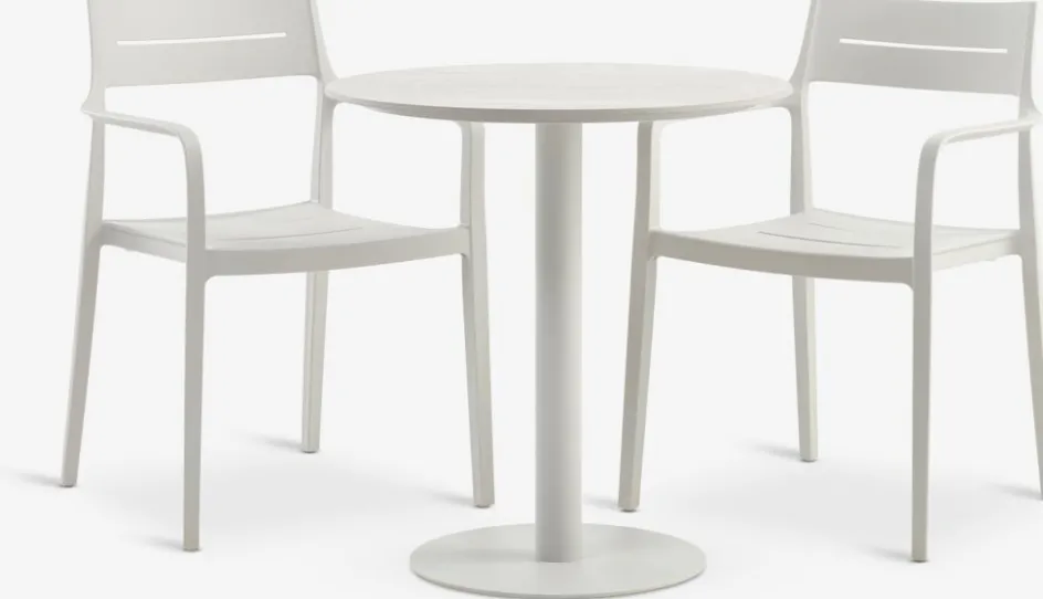 Outlet VAMDRUP + INGSTRUPMesa VAMDRUP Ø70 + 2 sillas INGSTRUP beis Conjuntos Mesa Y Sillas De Jardín