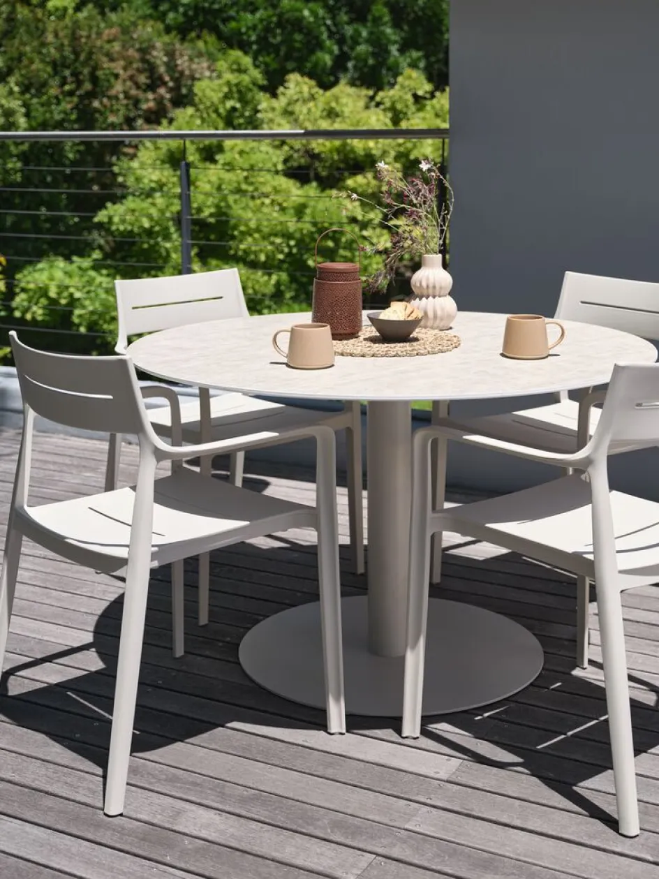 Clearance VAMDRUP + INGSTRUPMesa VAMDRUP Ø120 + 4 sillas INGSTRUP beis Conjuntos Mesa Y Sillas De Jardín