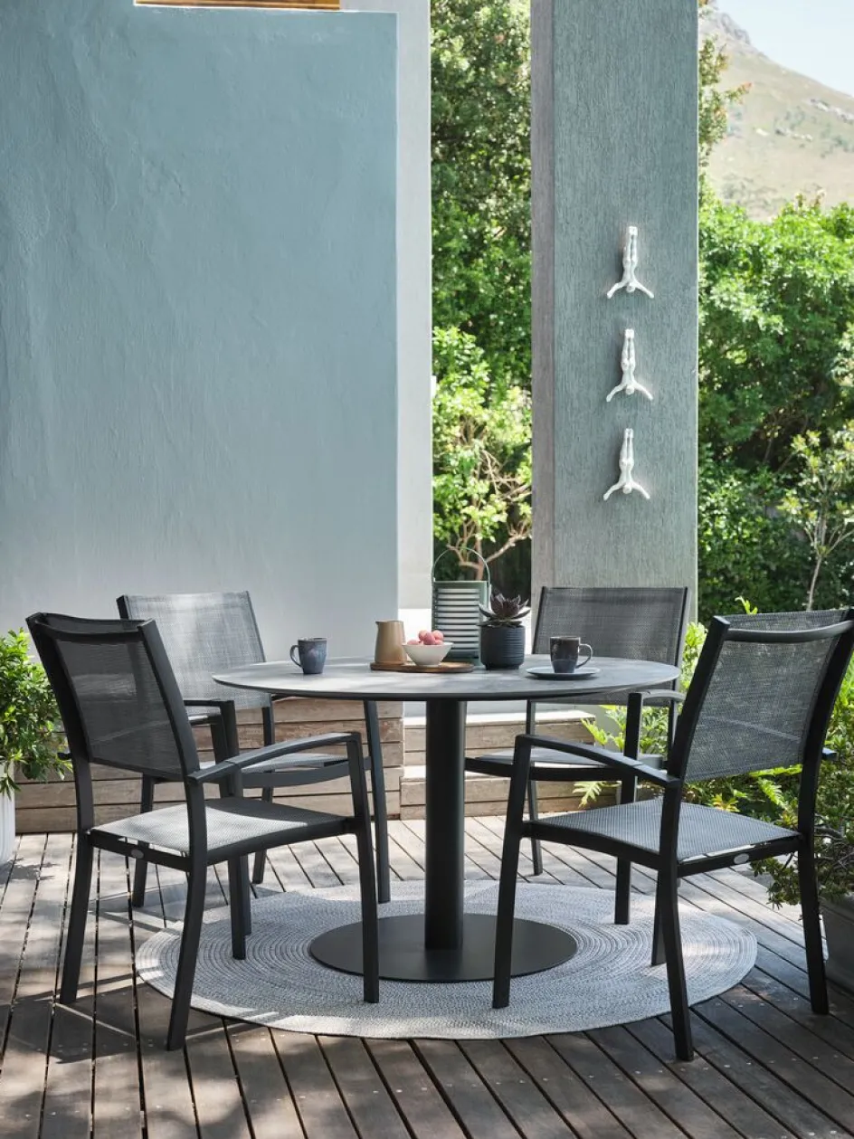 Sale VAMDRUP + STRANDBYMesa VAMDRUP Ø120 + 4 sillas STRANDBY gris Conjuntos Mesa Y Sillas De Jardín