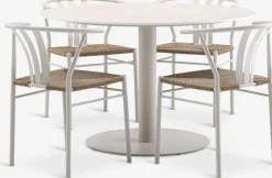 Clearance VAMDRUP + TAGMARKMesa VAMDRUP Ø120 + 4 sillas TAGMARK beis Conjuntos Mesa Y Sillas De Jardín