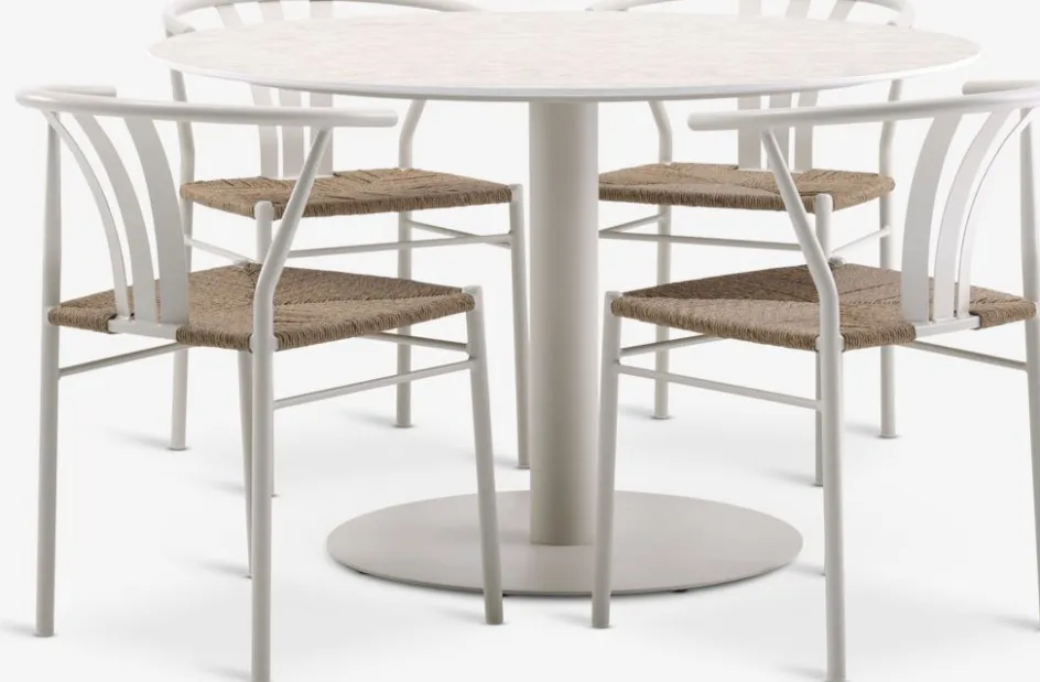 Clearance VAMDRUP + TAGMARKMesa VAMDRUP Ø120 + 4 sillas TAGMARK beis Conjuntos Mesa Y Sillas De Jardín