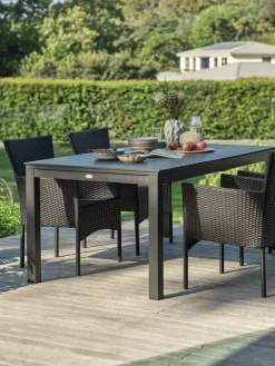 New VATTRUP + AIDTMesa VATTRUP L172/276 + 4 sillas AIDT negro Conjuntos Mesa Y Sillas De Jardín