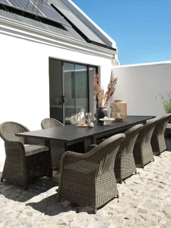 Online VATTRUP + GAMMELBYMesa VATTRUP L206/321 negro + 4 sillas GAMMELBY gris Conjuntos Mesa Y Sillas De Jardín