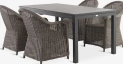 Hot VATTRUP + GAMMELBYMesa VATTRUP L172/276 negro + 4 sillas GAMMELBY gris Conjuntos Mesa Y Sillas De Jardín