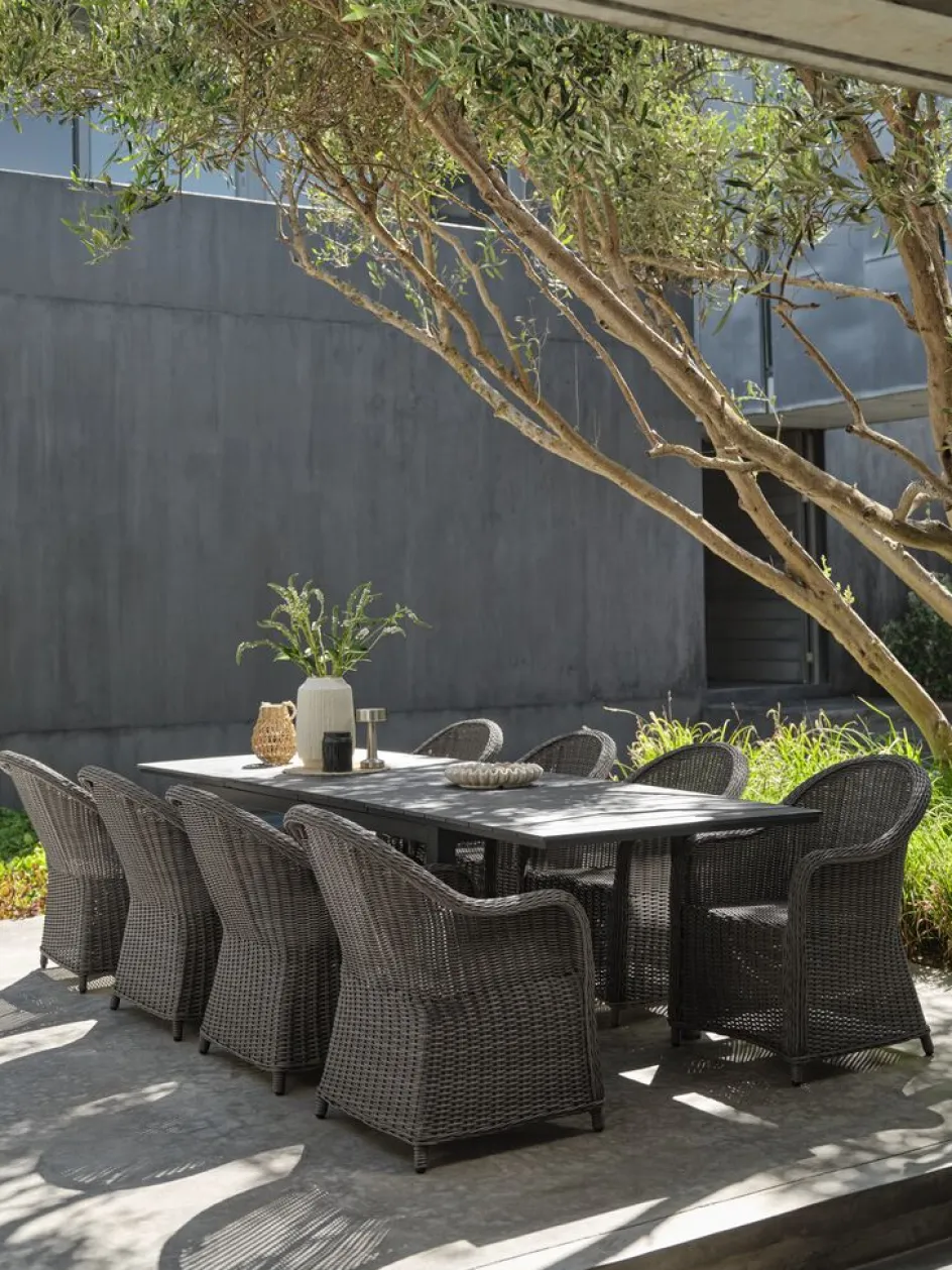 Hot VATTRUP + GAMMELBYMesa VATTRUP L172/276 negro + 4 sillas GAMMELBY gris Conjuntos Mesa Y Sillas De Jardín