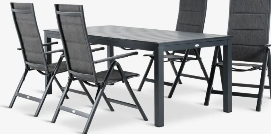 Best VATTRUP + MYSENMesa VATTRUP L206/321 negro + 4 sillas MYSEN gris Conjuntos Mesa Y Sillas De Jardín