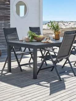 Best VATTRUP + MYSENMesa VATTRUP L206/321 negro + 4 sillas MYSEN gris Conjuntos Mesa Y Sillas De Jardín