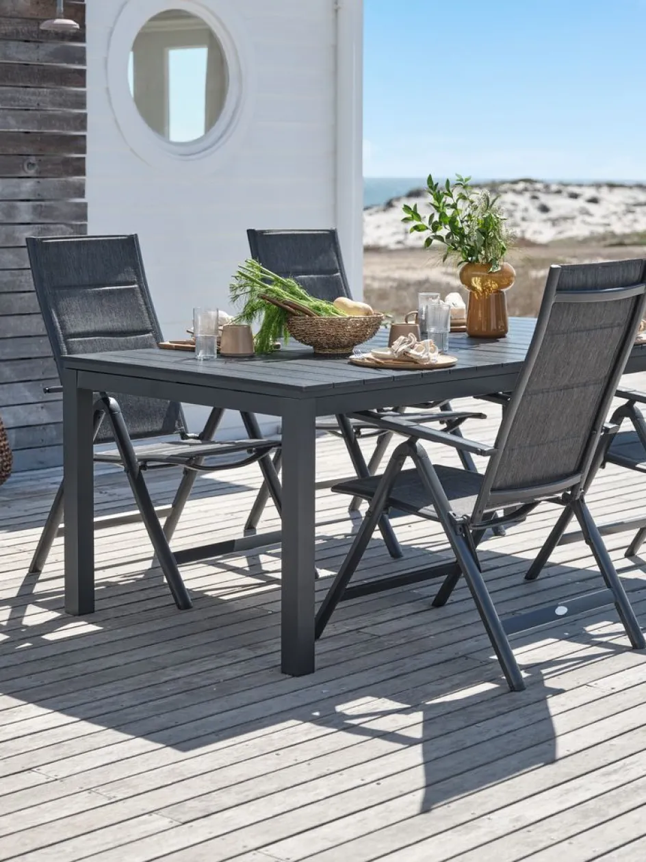 Best VATTRUP + MYSENMesa VATTRUP L206/321 negro + 4 sillas MYSEN gris Conjuntos Mesa Y Sillas De Jardín