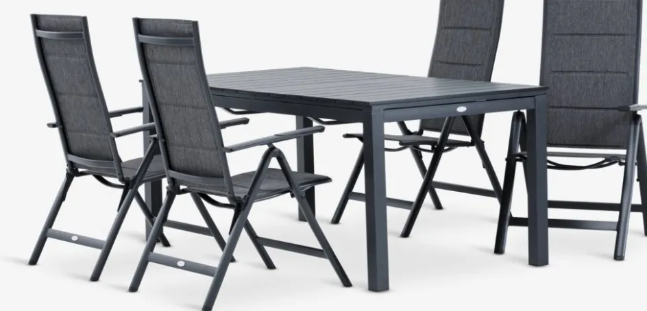VATTRUP + MYSENMesa VATTRUP L172/276 negro + 4 sillas MYSEN gris Conjuntos Mesa Y Sillas De Jardín