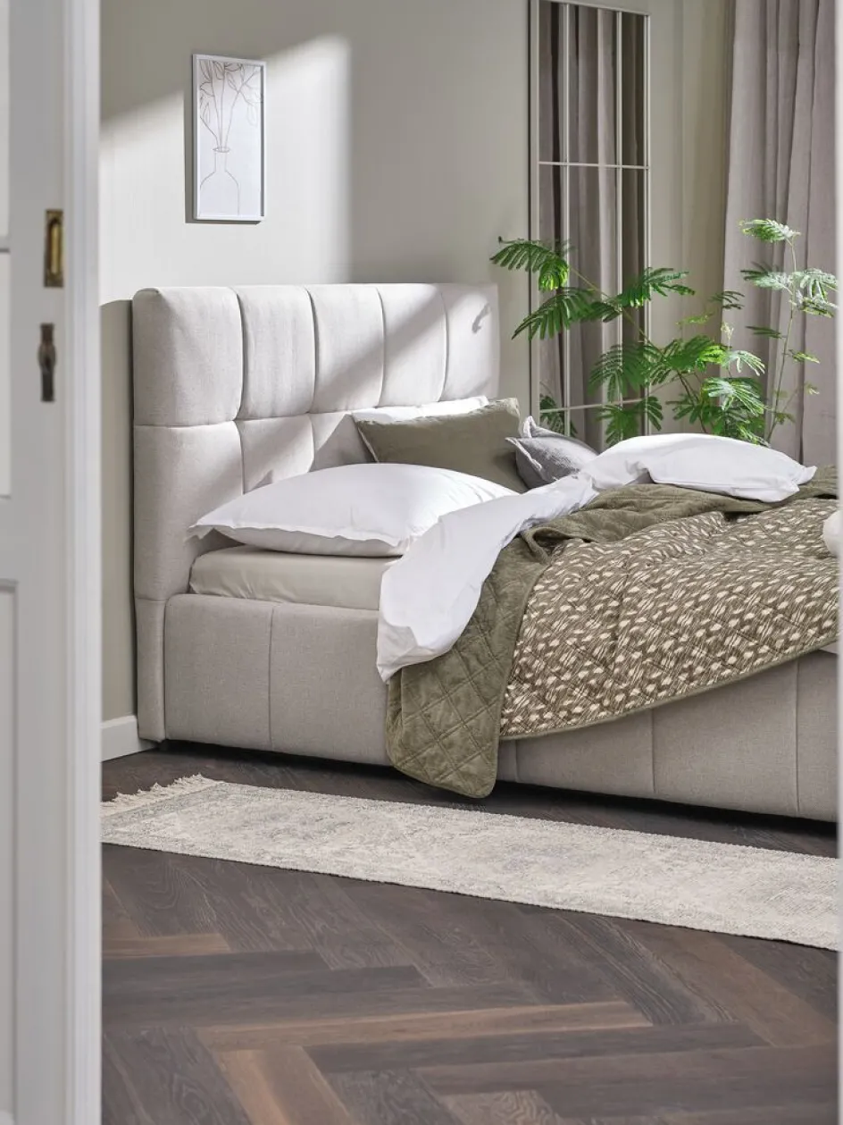 Sale VEMMELEVEstructura de cama VEMMELEV con almacenaje 135x190 tela beis Estructuras De Cama|90 X 190 Cm
