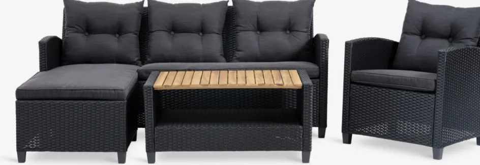 Sale VENConjunto muebles jardín VEN 4 plazas con chaise longue Conjuntos Mesa Y Sillas De Jardín|Muebles De Jardín