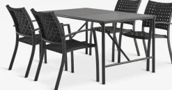 New VIERLI + GLOMFJORDMesa VIERLI L149 + 4 sillas GLOMFJORD negro Conjuntos Mesa Y Sillas De Jardín