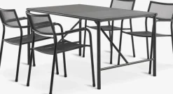 Hot VIERLI + HEMSEDALMesa VIERLI L149 + 4 sillas HEMSEDAL negro Conjuntos Mesa Y Sillas De Jardín
