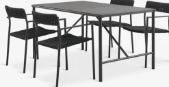 Outlet VIERLI + TRILLEVALLENMesa VIERLI L149 + 4 sillas TRILLEVALLEN negro Conjuntos Mesa Y Sillas De Jardín