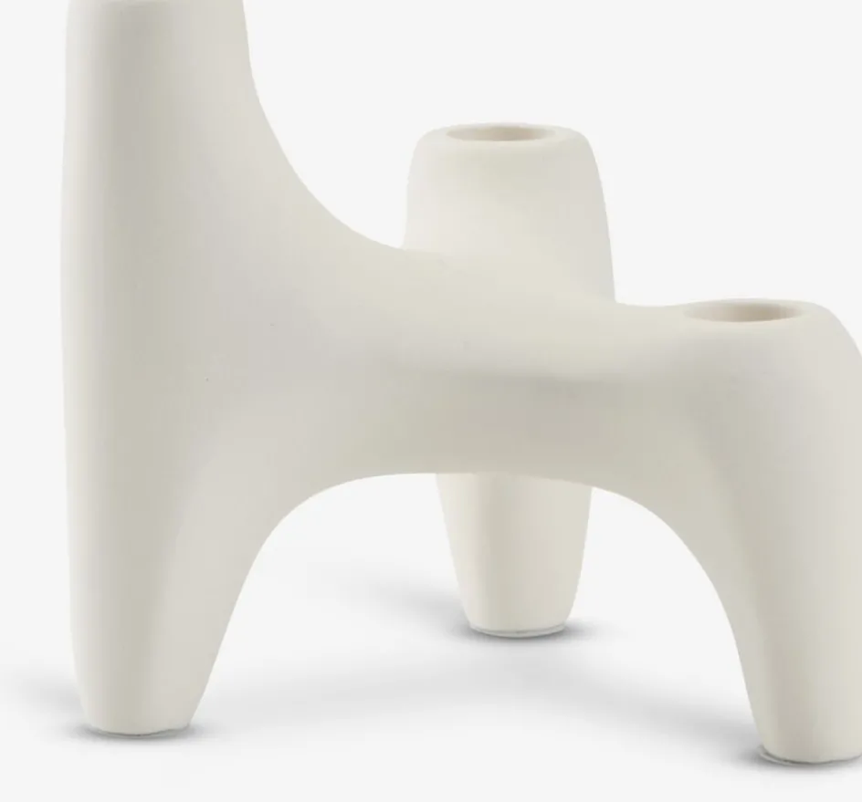 Outlet VIGNIRCandelabro VIGNIR A13xL16xA15cm blanco crudo Portavelas