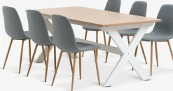 Discount VISLINGE + JONSTRUPMesa VISLINGE L190 natural + 4 sillas JONSTRUP azul claro Mesas De Comedor|Conjuntos De Comedor