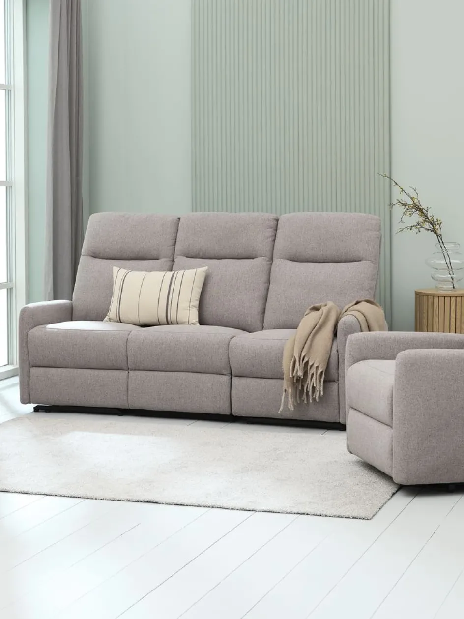 Outlet VONSILDSofá VONSILD 3 plazas reclinable eléctrico gris claro 2 Plazas|3 Plazas