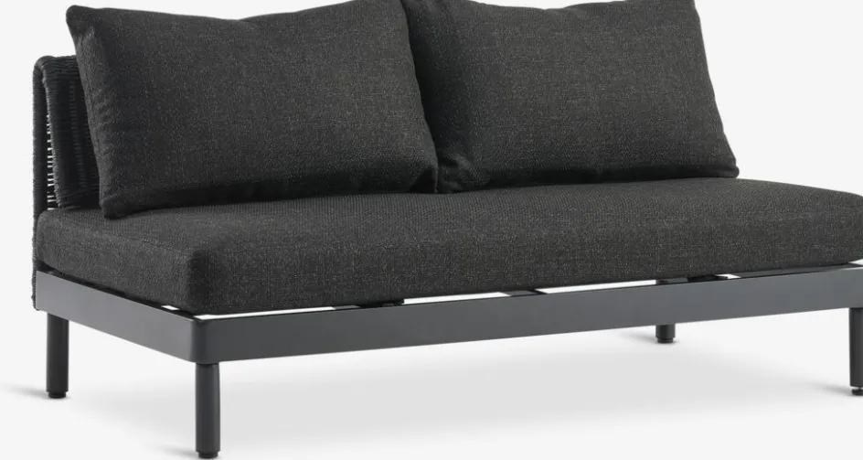 Hot VOSSSofá de exterior VOSS 2 plazas negro Muebles De Jardín