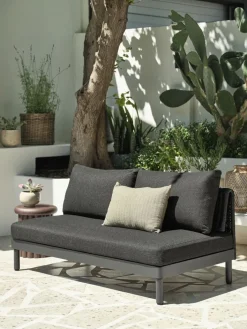 Hot VOSSSofá de exterior VOSS 2 plazas negro Muebles De Jardín