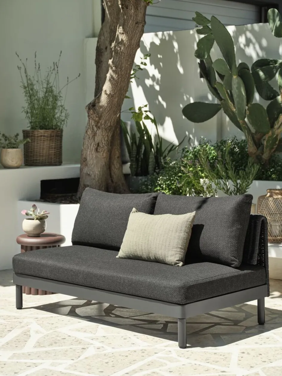 Hot VOSSSofá de exterior VOSS 2 plazas negro Muebles De Jardín
