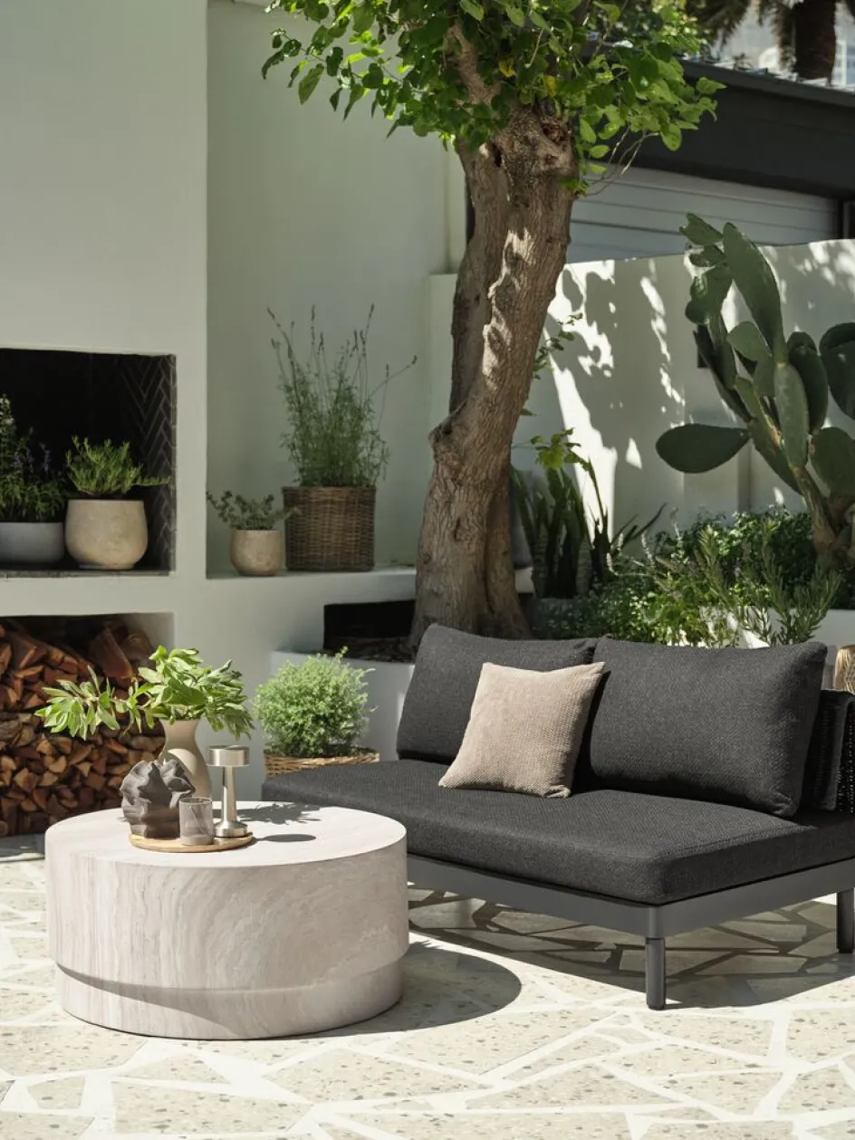 Hot VOSSSofá de exterior VOSS 2 plazas negro Muebles De Jardín