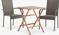 Hot VRAADAL + GUDHJEMMesa VRAADAL L62 madera dura + 2 sillas GUDHJEM natural Conjuntos Mesa Y Sillas De Jardín